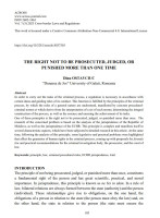 The Right Not to Be Prosecuted, Judged, or Punished More than One Time